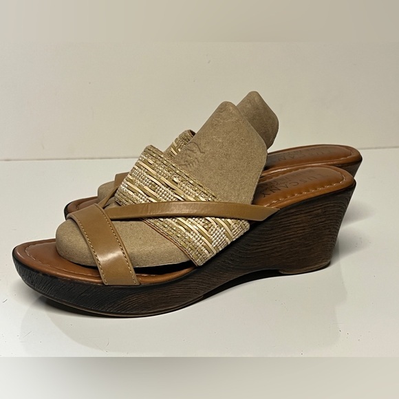 🛍️TUSCANY by EASY STREET woven camel‎ platform slides size 9. - Picture 5 of 8
